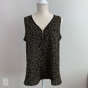🌷Apt 9 Olive/Black Sleeveless Animal Print Top L